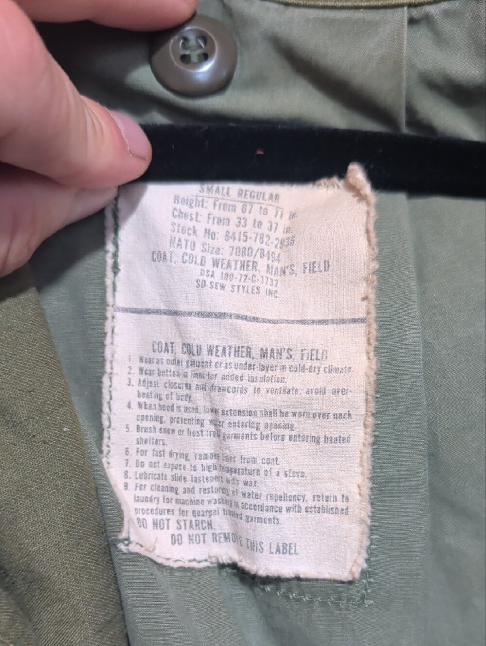 Vintage 70s U.S. Army Olive Green OG-107 M65 Field Jacket - Picture 2 of 12